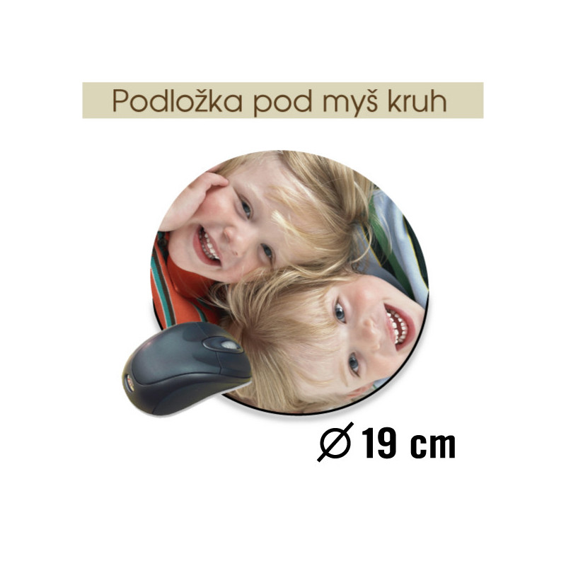 🖱 Kulatá podložka pod myš s vlastním potiskem (⌀ 19 cm)