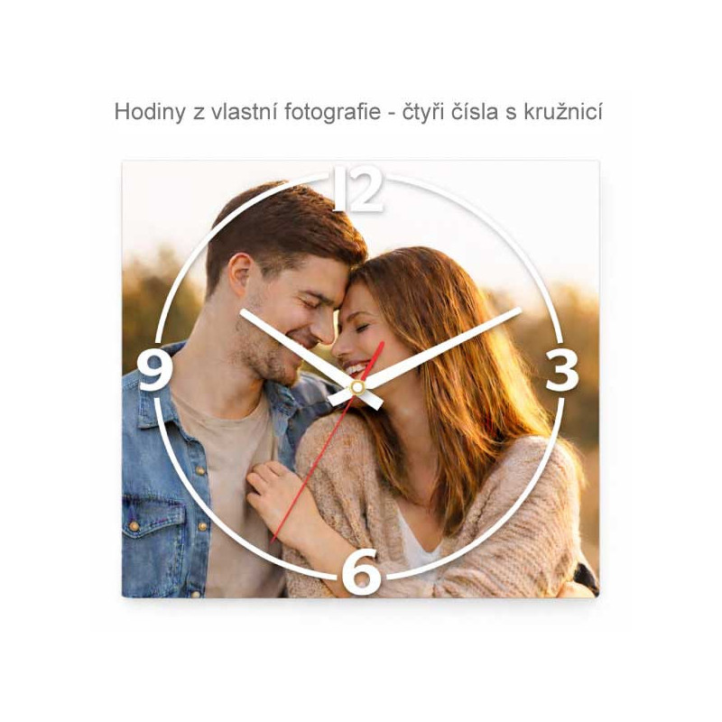 Hodiny z vlastní fotografie – 4 čísla s kružnicí