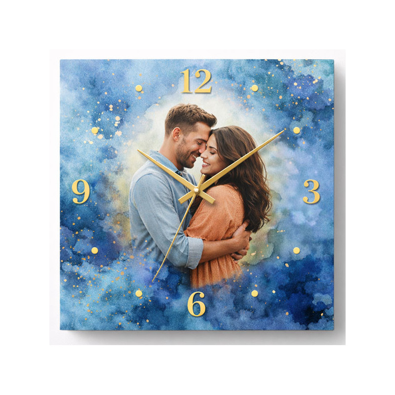 Hodiny z vlastní fotografie – styl akvarel