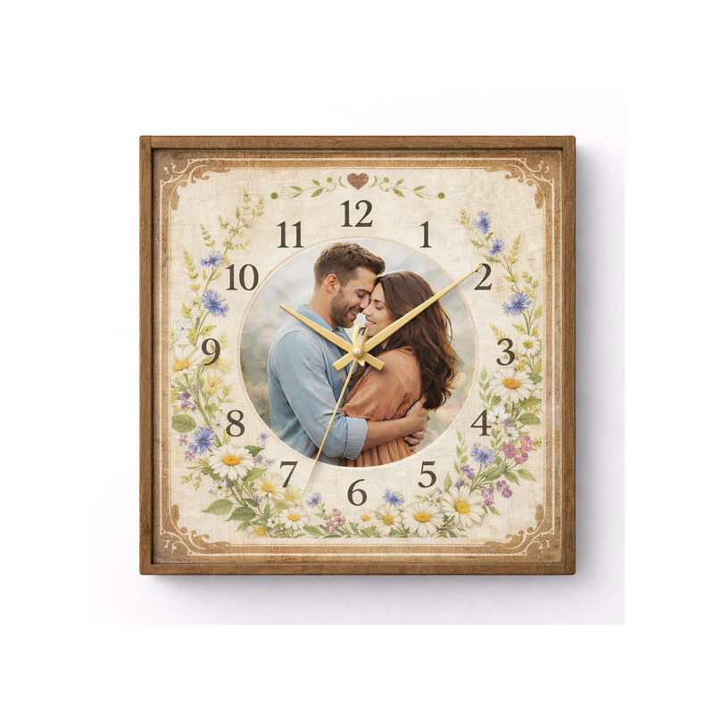 Hodiny z vlastní fotografie – styl bylinky