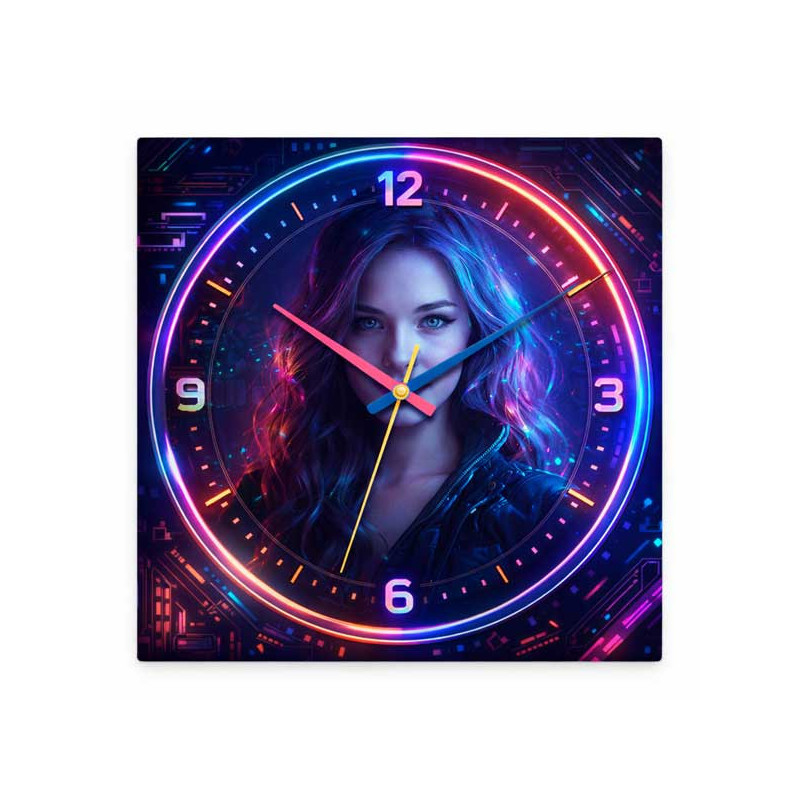Hodiny z vlastní fotografie – neon