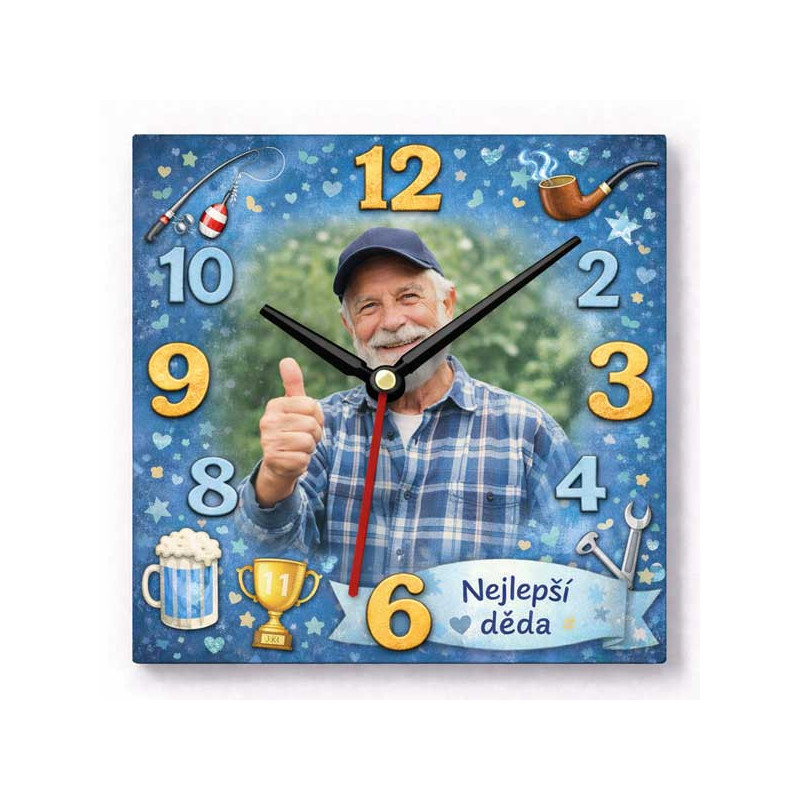 Hodiny z vlastní fotografie – nejlepší děda