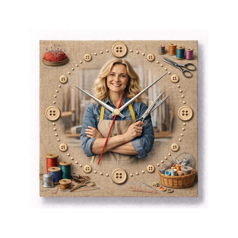 Hodiny z vlastní fotografie – švadlena