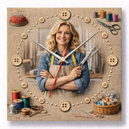 Hodiny z vlastní fotografie – švadlena