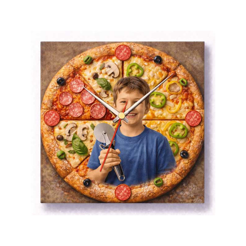 Hodiny z vlastní fotografie –pizza
