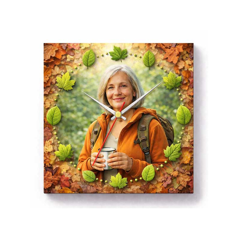 Hodiny z vlastní fotografie – listy