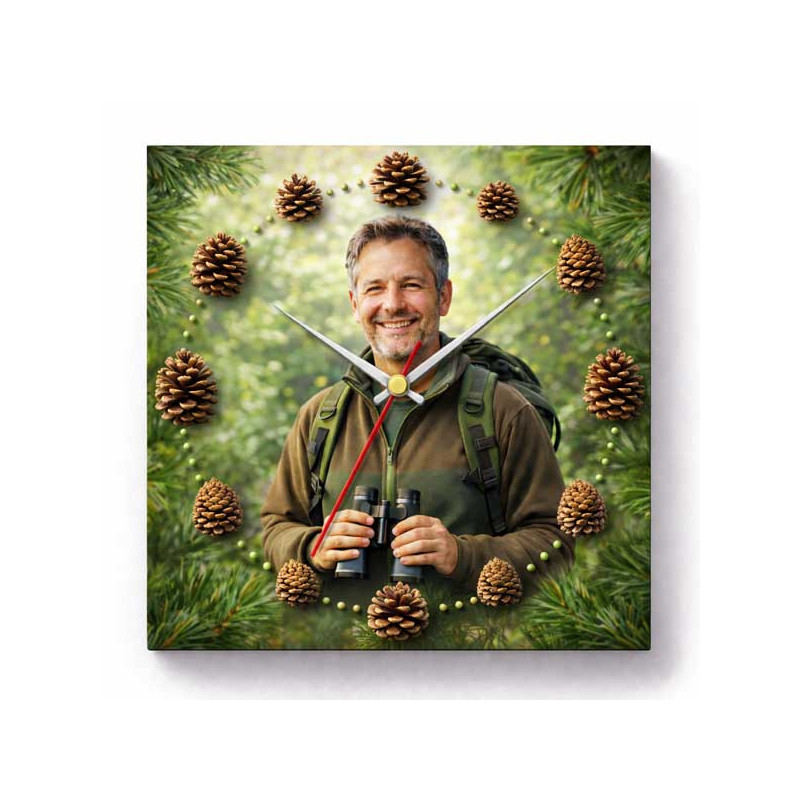 Hodiny z vlastní fotografie – šišky