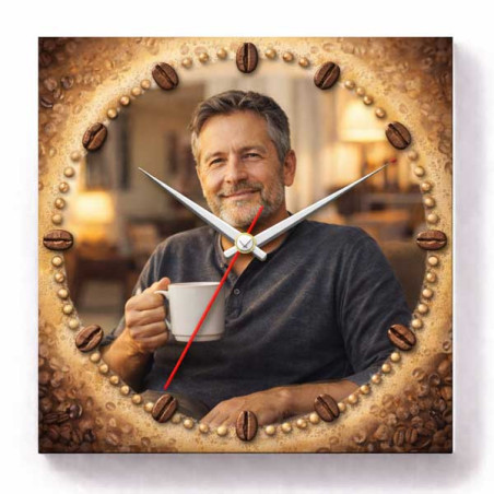 Hodiny z vlastní fotografie – káva muž 1