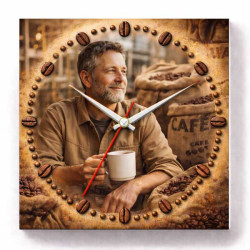 Hodiny z vlastní fotografie – káva muž 2