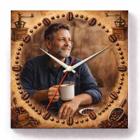 Hodiny z vlastní fotografie – káva muž 3