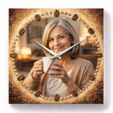 Hodiny z vlastní fotografie – káva žena 1