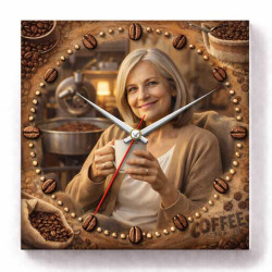 Hodiny z vlastní fotografie – káva žena 2