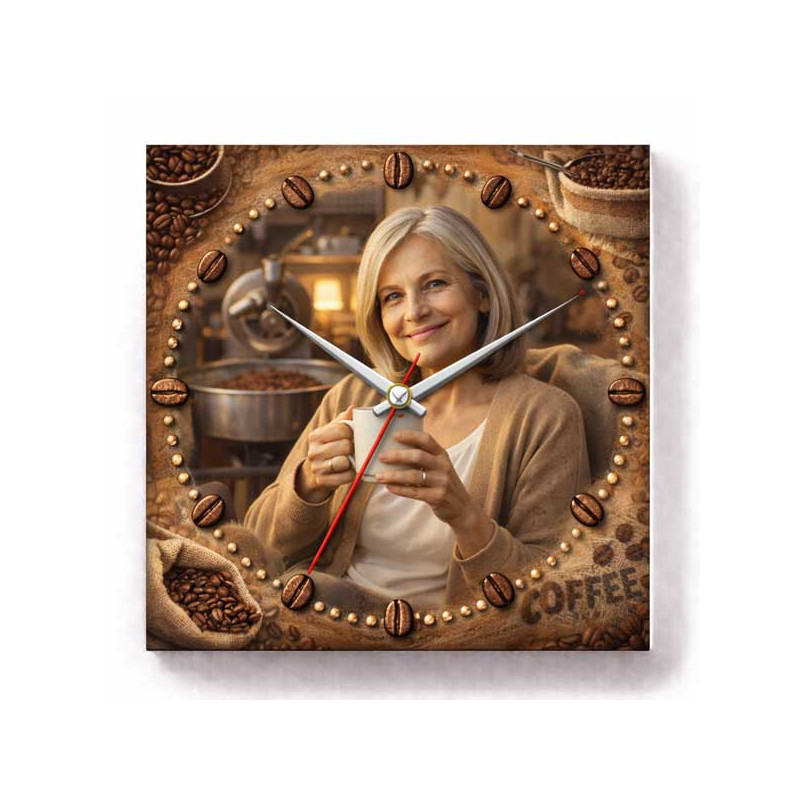 Hodiny z vlastní fotografie – káva žena 2
