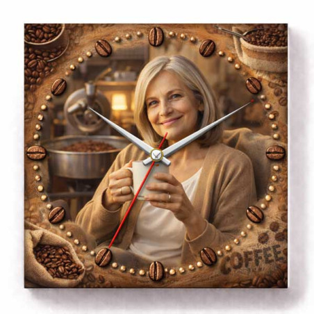 Hodiny z vlastní fotografie – káva žena 2