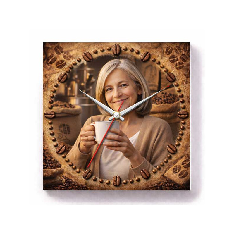 Hodiny z vlastní fotografie – káva žena 3