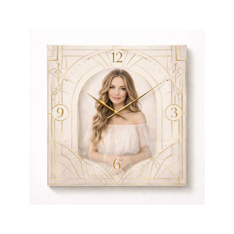 Hodiny z vlastní fotografie – art deco