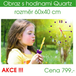 Obraz s hodinami z vlastní fotografie 60 × 40 cm