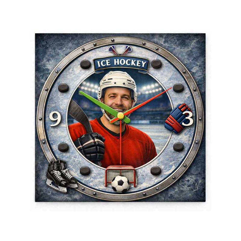 Hodiny z vlastní fotografie – Hokej
