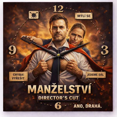 Hodiny z vlastní fotografie  - parodie na manželství