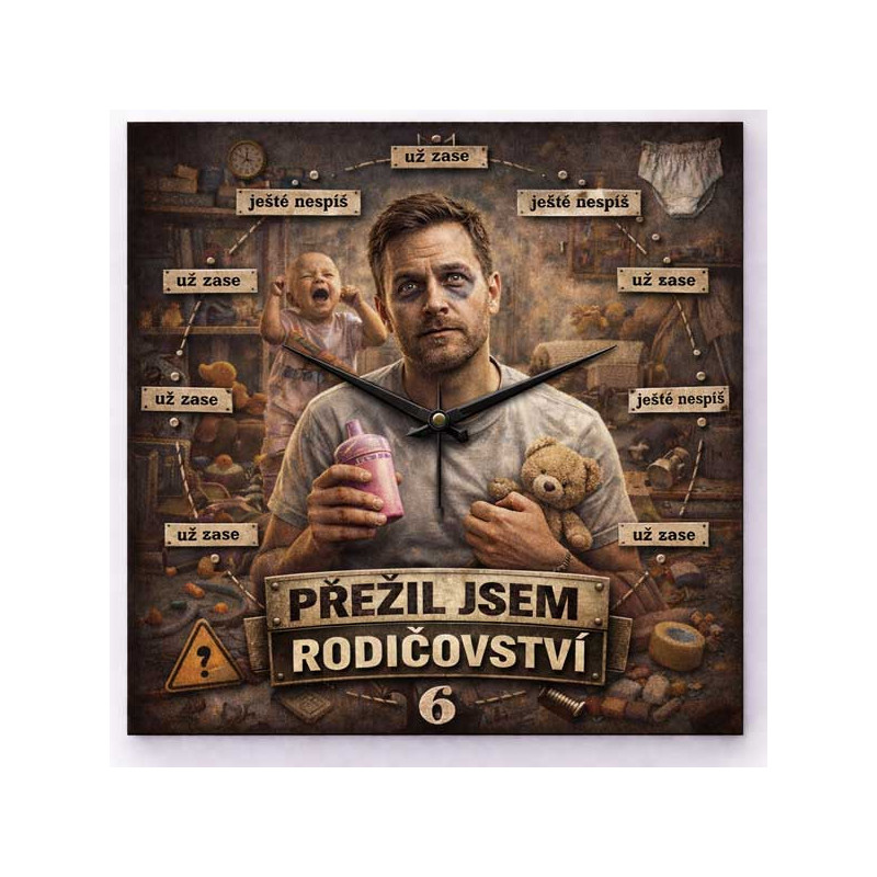 Hodiny z vlastní fotografie  - parodie na rodičovství