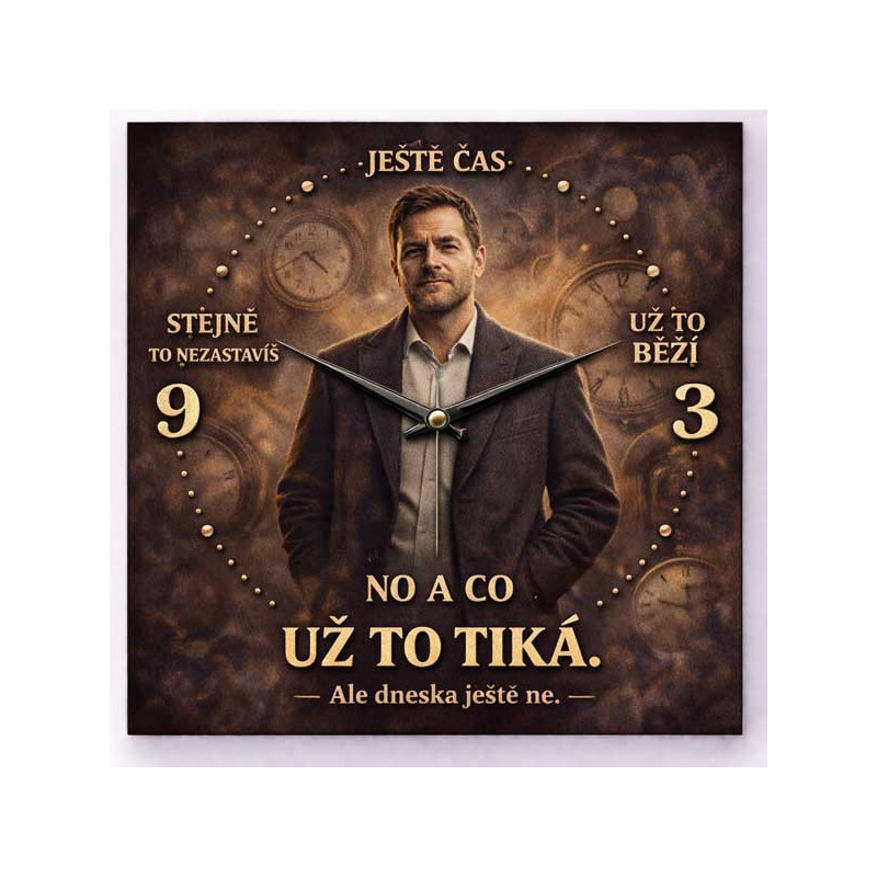 Hodiny z vlastní fotografie  - parodie na smrt