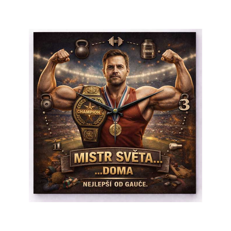 Hodiny z vlastní fotografie  - parodie na sport