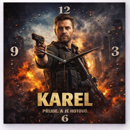 Hodiny z vlastní fotografie  - parodie na hrdinu