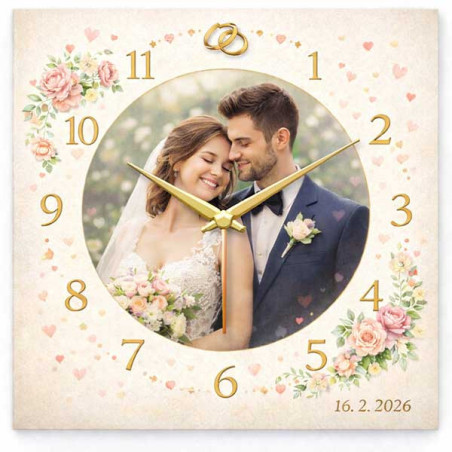 Hodiny z vlastní fotografie  - svatba