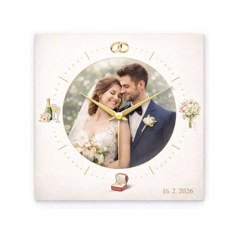 Hodiny z vlastní fotografie  - svatba