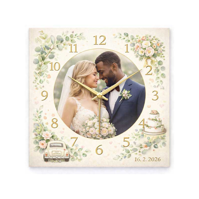 Hodiny z vlastní fotografie  - svatba