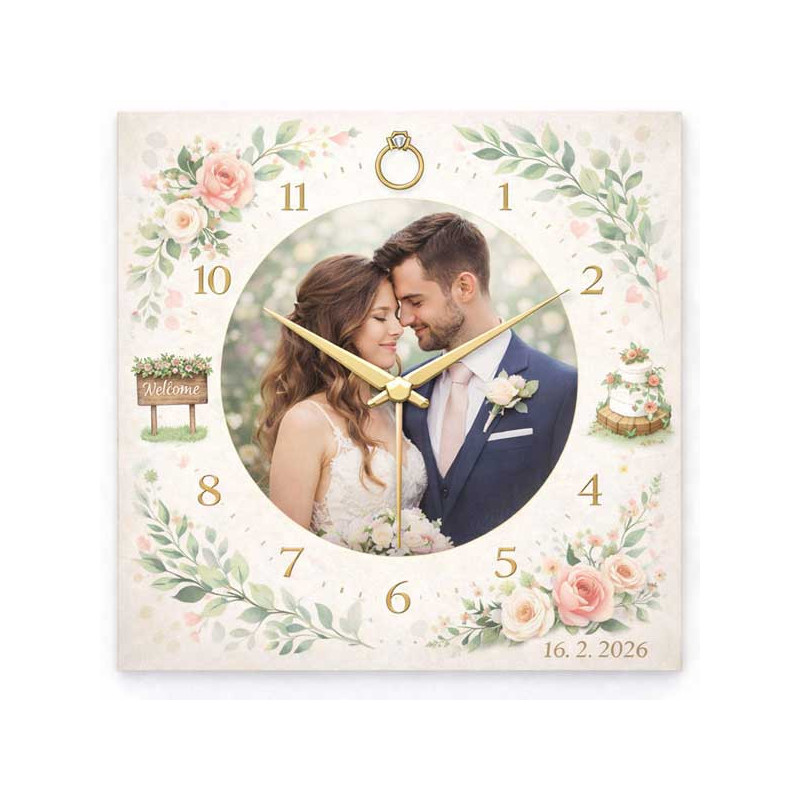 Hodiny z vlastní fotografie  - svatba
