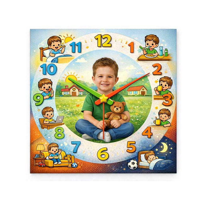 Hodiny z vlastní fotografie  - škola kluk