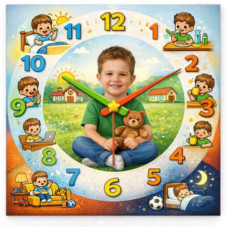 Hodiny z vlastní fotografie  - škola kluk
