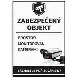 ⚠️ Cedule Zabezpečený objekt – prostor monitorován kamerami (na výšku)