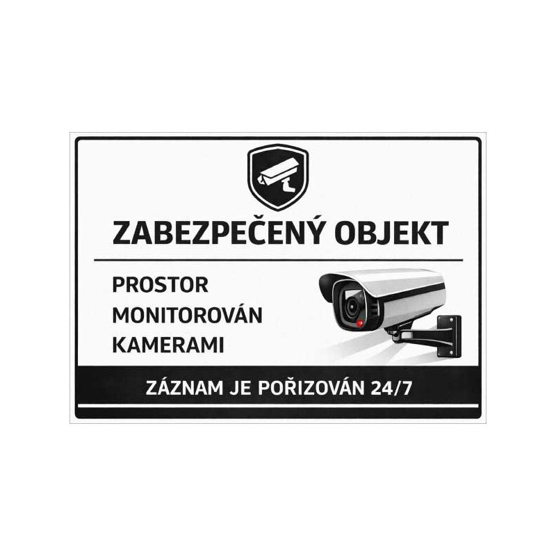 ⚠️ Cedule Zabezpečený objekt – prostor monitorován kamerami (na šířku)