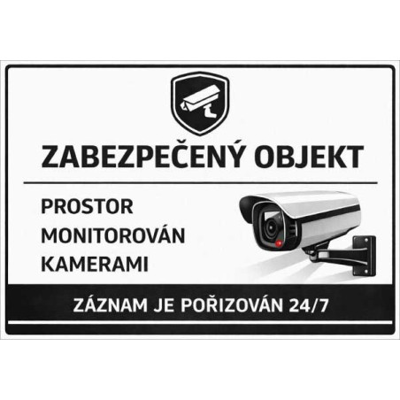⚠️ Cedule Zabezpečený objekt – prostor monitorován kamerami (na šířku)