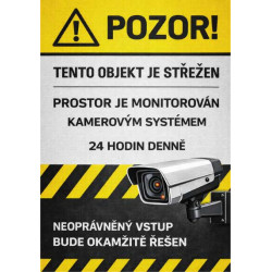 ⚠️ Cedule Tento objekt je střežen – kamerový systém 24 hodin denně (na výšku)