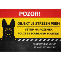 ⚠️ Cedule Objekt je střežen psem – vstup na vlastní riziko (na šířku)