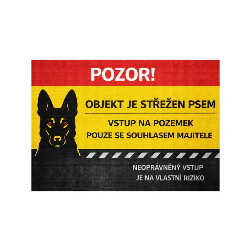 ⚠️ Cedule Objekt je střežen psem – vstup na vlastní riziko (na šířku)