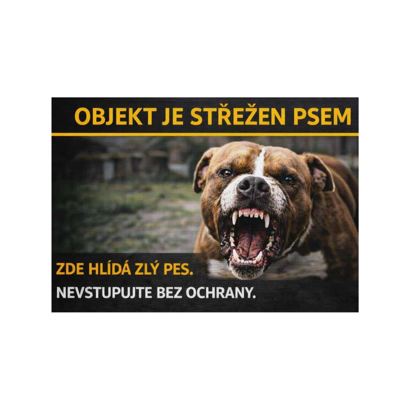 ⚠️ Cedule Objekt je střežen psem – nevstupujte bez ochrany (na šířku)