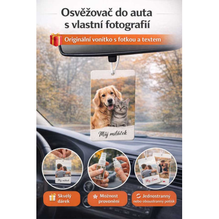 Osvěžovač vzduchu s vlastní fotografií – vonítko do auta s potiskem