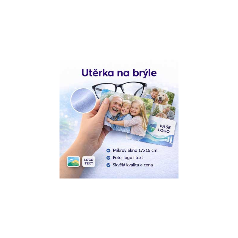 Utěrka na brýle 17×15 cm s vlastním potiskem