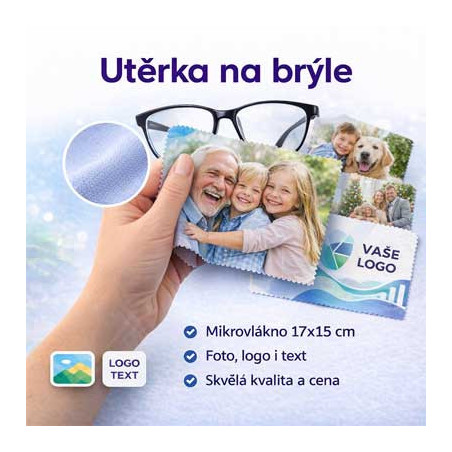 Utěrka na brýle 17×15 cm s vlastním potiskem