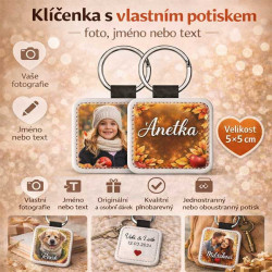Klíčenka s vlastním potiskem – foto nebo text (5 × 5 cm)