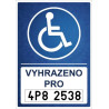 ⚠️ Cedule Vyhrazené parkování pro invalidy – na SPZ