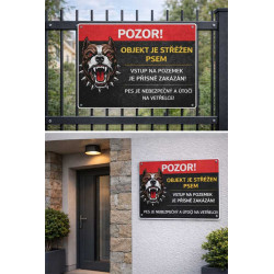 ⚠️ Cedule Objekt je střežen psem – vstup přísně zakázán (na šířku)