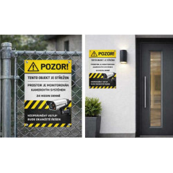 ⚠️ Cedule Tento objekt je střežen – kamerový systém 24 hodin denně (na výšku)