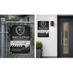 ⚠️ Cedule Objekt je střežen bezpečnostní službou (na výšku)