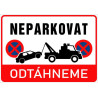 Neparkovat – odtahová cedule (na šířku)