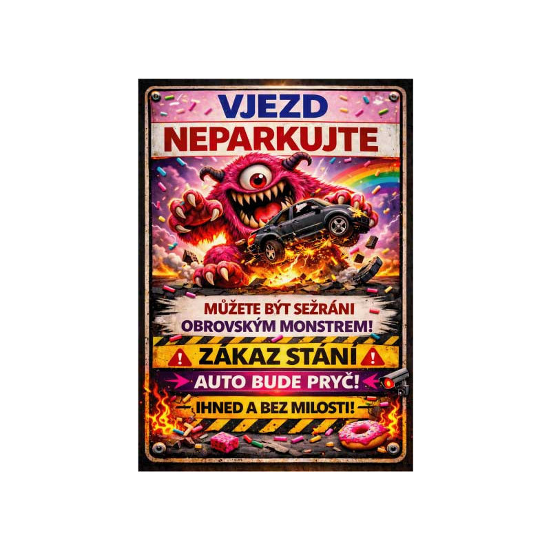 ⚠️ Vjezd – neparkujte, můžete být sežráni obrovským monstrem!